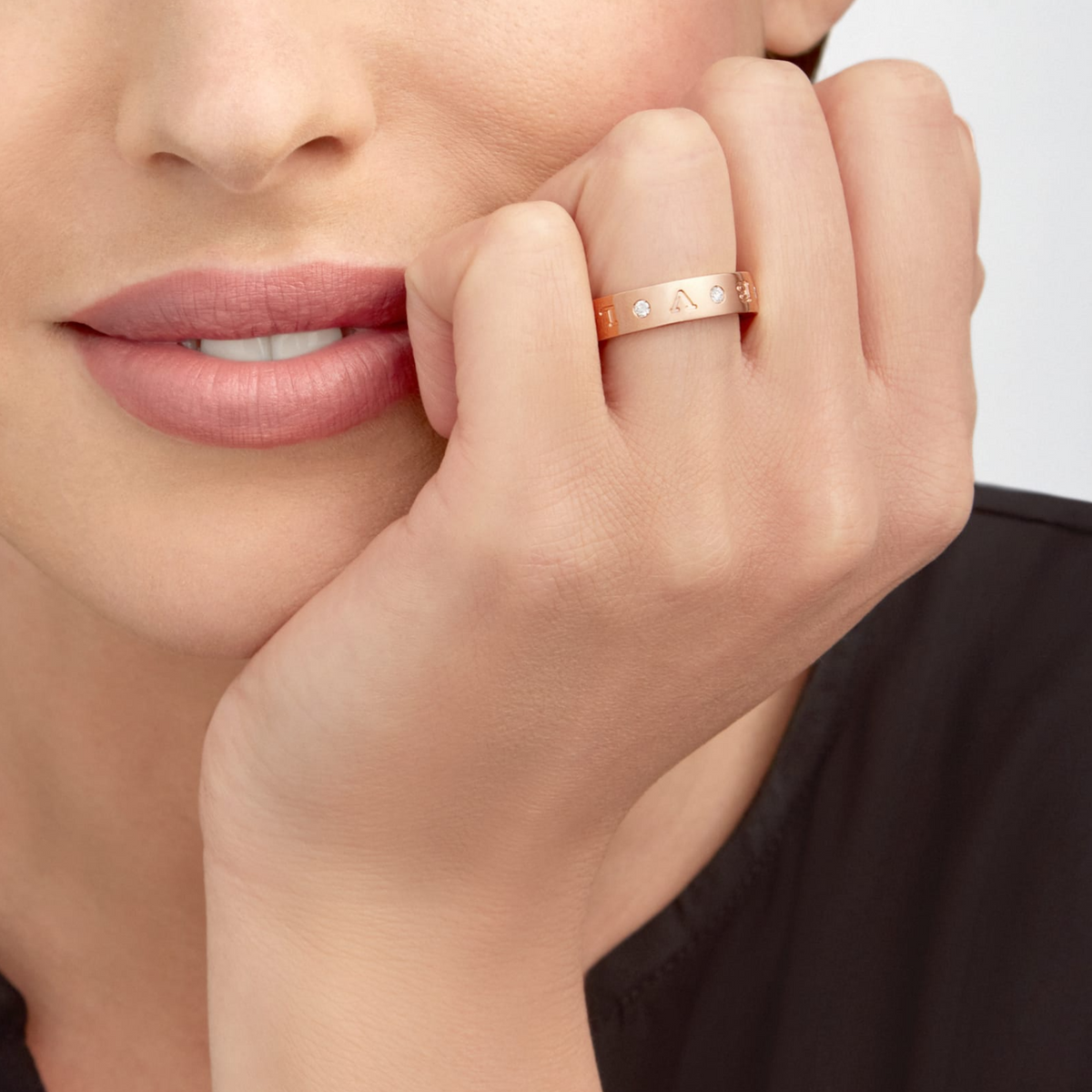 [⭐JeweliWhal]ZERO 1 ESSENTIAL PINK GOLD BAND WITH DIAMONDS RING