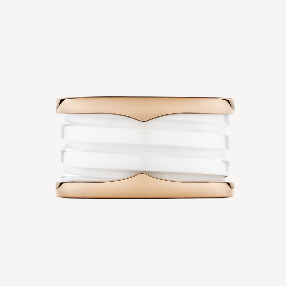 [⭐JeweliWhal]ZERO 1 FOUR-BAND LOOPS AND WHITE CERAMIC SPIRAL PINK GOLD RING