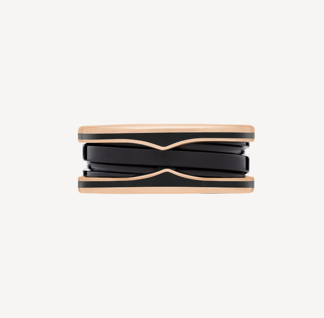 [⭐JeweliWhal]ZERO 1 TWO-BAND WITH MATTE BLACK CERAMIC PINK GOLD RING