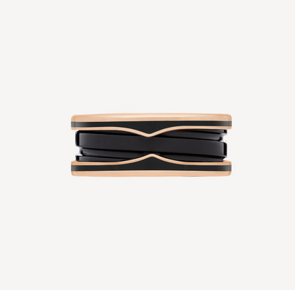[⭐JeweliWhal]ZERO 1 TWO-BAND WITH MATTE BLACK CERAMIC PINK GOLD RING