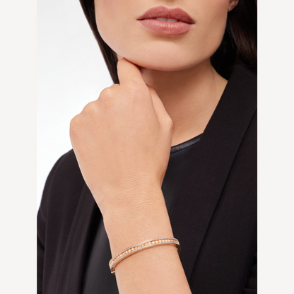 [⭐JeweliWhal]ZERO 1 SPIRAL AND PAVED DIAMOND PINK GOLD BRACELET