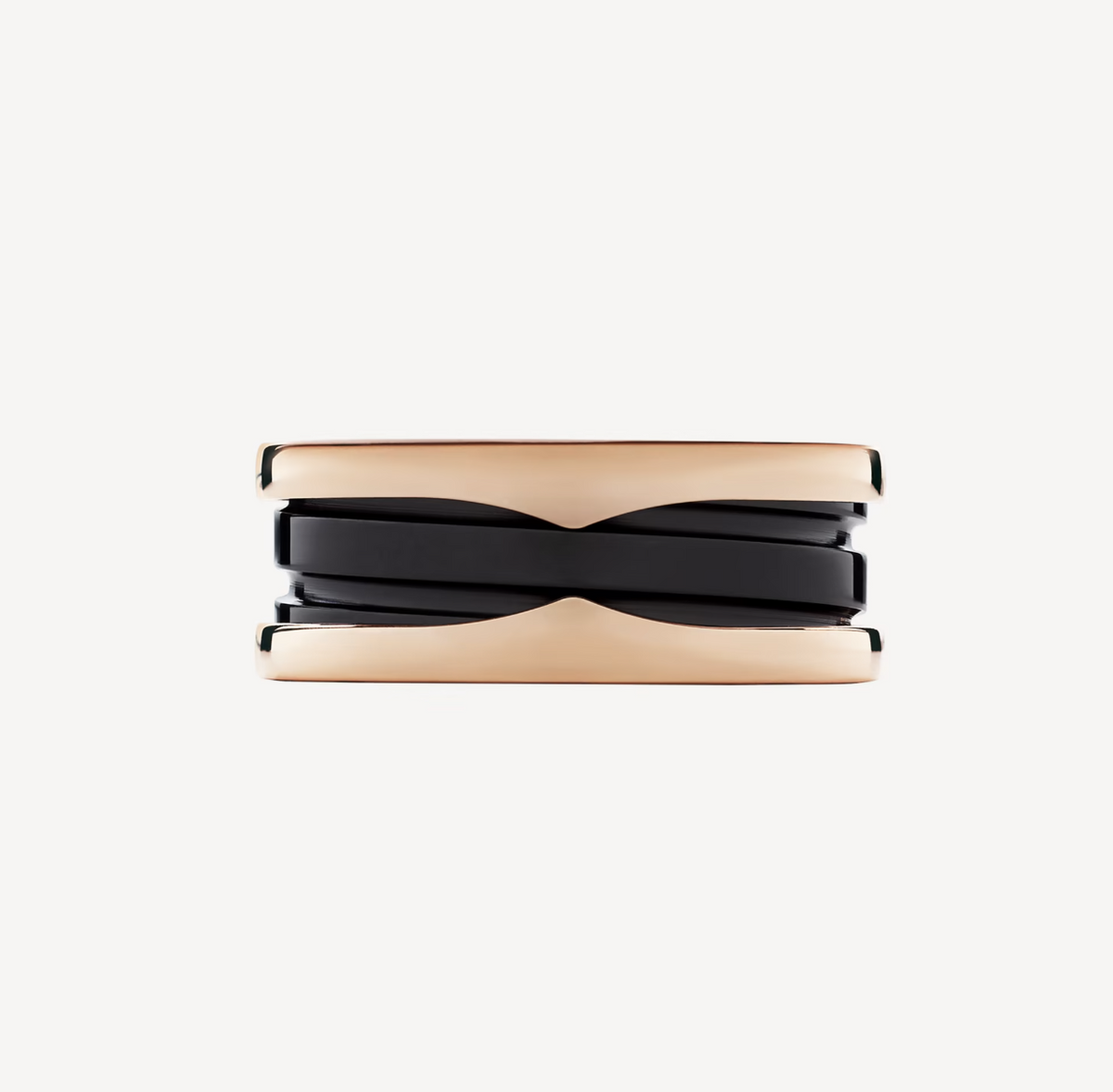 [⭐JeweliWhal]ZERO 1 TWO-BAND LOOPS AND BLACK CERAMIC PINK GOLD RING