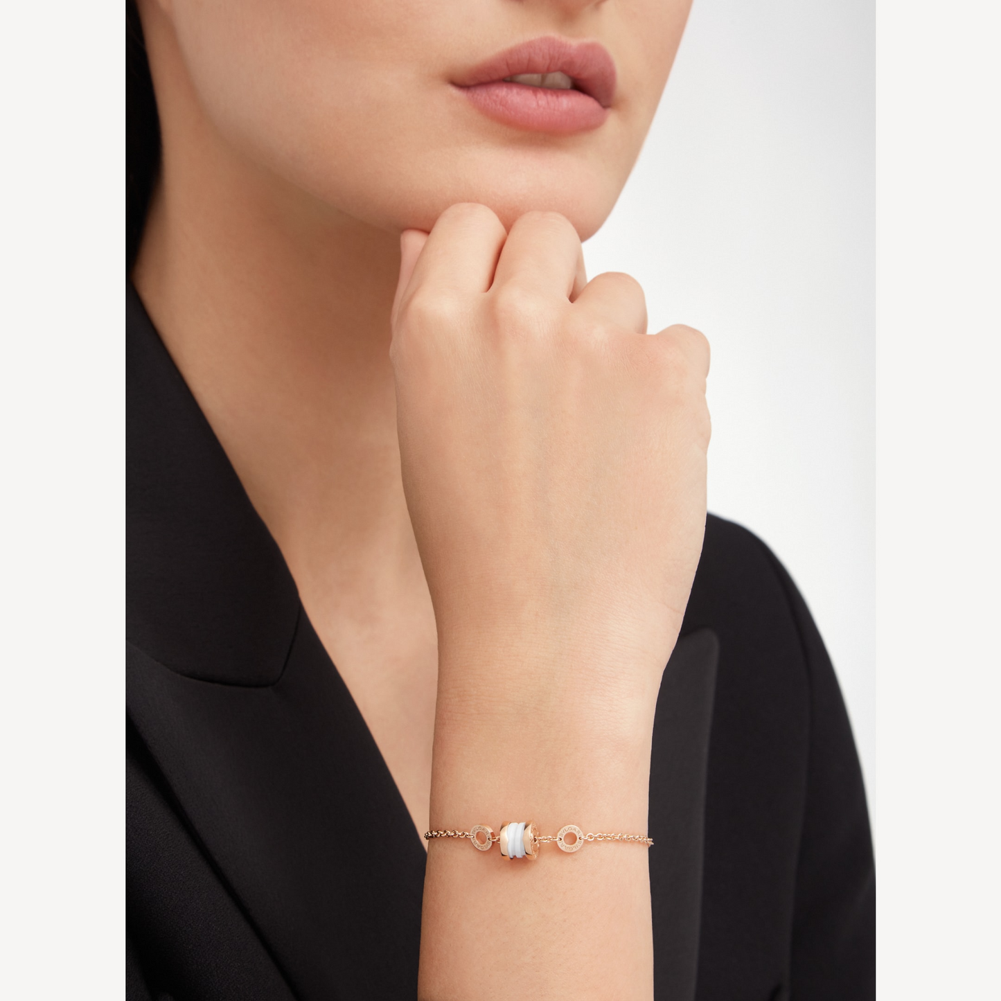 [⭐JeweliWhal]ZERO 1 SOFT PINK GOLD AND WHITE CERAMIC BRACELET