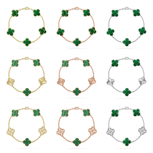 [⭐JeweliWhal] CLOVER 5 MOTIF MALACHITE BRACELET COLLECTION