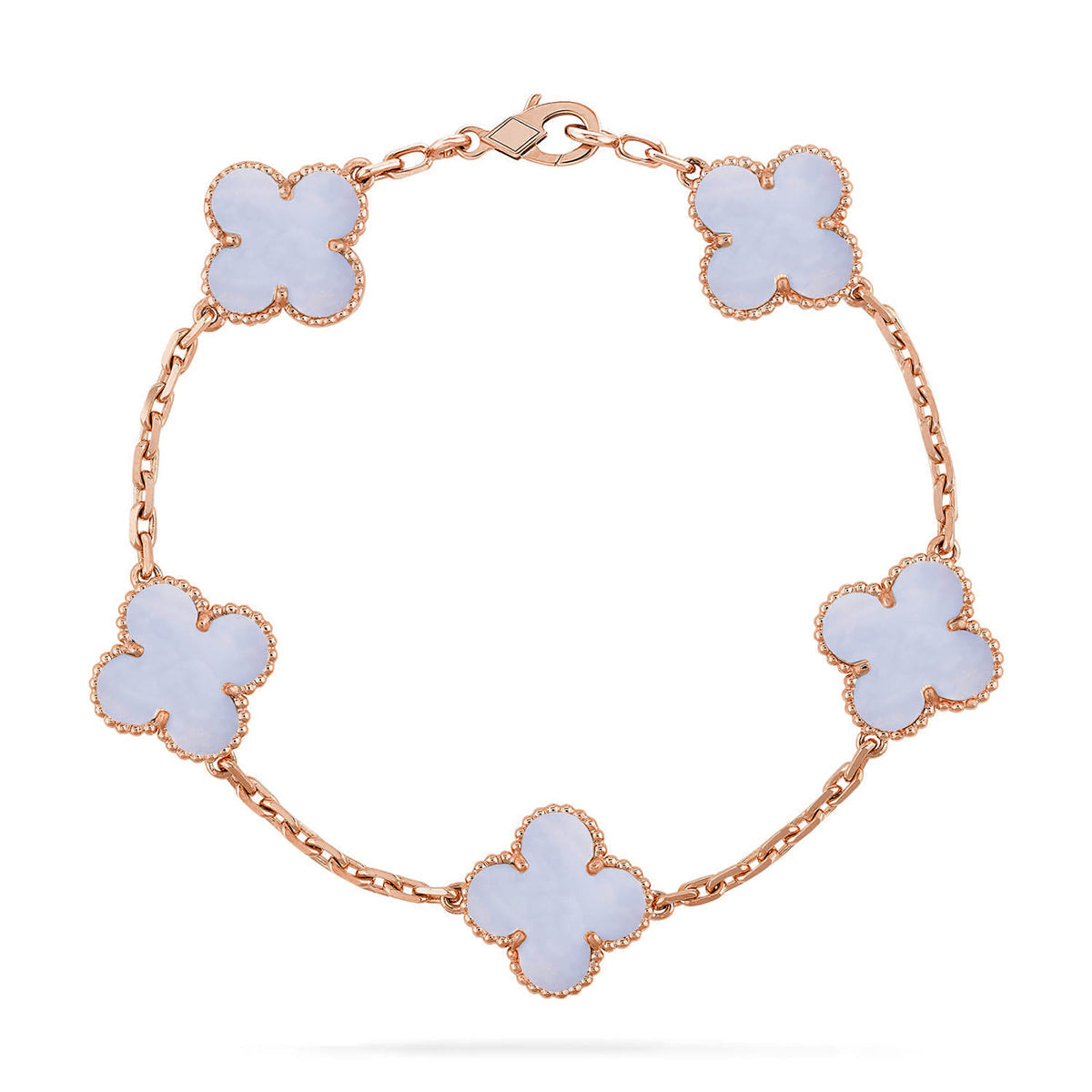 [⭐JeweliWhal] CLOVER 5 MOTIF PURPLE CHALCEDONY BRACELET COLLECTION