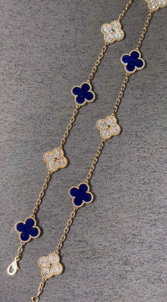 [⭐JeweliWhal]CLOVER 10 MOTIFS DIAMONDS SET IN LAPIS LAZULI
