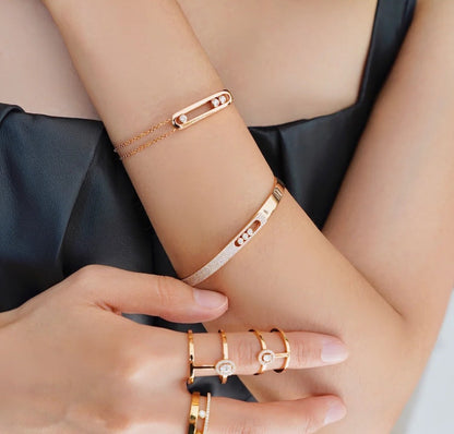 [⭐JeweliWhal]Move Noa Rose Gold Pavé Diamond Bangle Bracelet