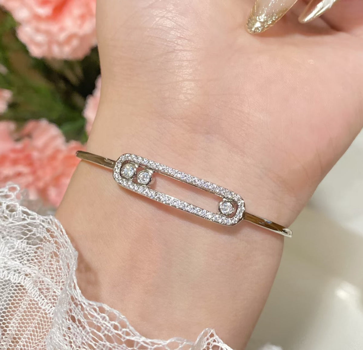 [⭐JeweliWhal]Move Pavé Diamond Bangle Bracelet M
