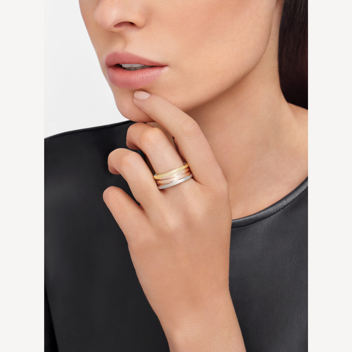 [⭐JeweliWhal]ZERO 1 THREE-BAND ROSE WHITE AND YELLOW RING