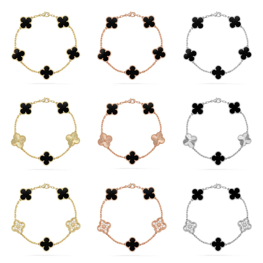 [⭐JeweliWhal] CLOVER 5 MOTIF ONYXS BRACELET COLLECTION