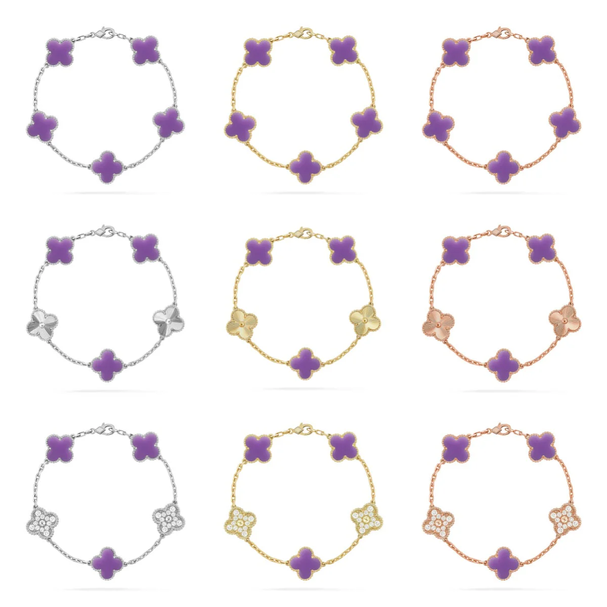 [⭐JeweliWhal]CLOVER 5 MOTIF LIGHT PURPLE BRACELET COLLECTION