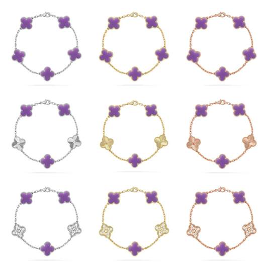 [⭐JeweliWhal]CLOVER 5 MOTIF LIGHT PURPLE BRACELET COLLECTION