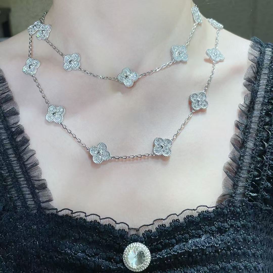 [⭐JeweliWhal]CLOVER 20 MOTIFS FULL-DIAMOND NECKLACE