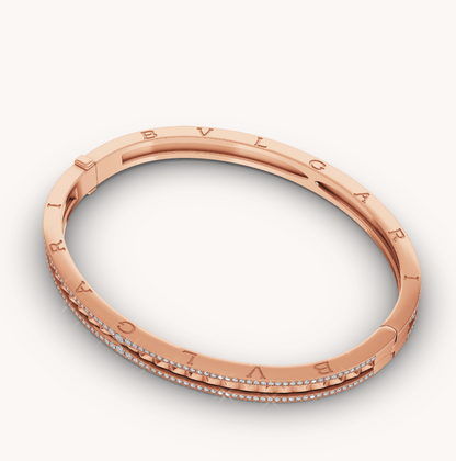 [⭐JeweliWhal]ZERO 1 SPIRAL AND PAVED DIAMOND PINK GOLD BRACELET