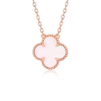 [⭐JeweliWhal]CLOVER 15MM PINK MOTHER-OF-PEARL SINGLE FLOWER NECKLACE