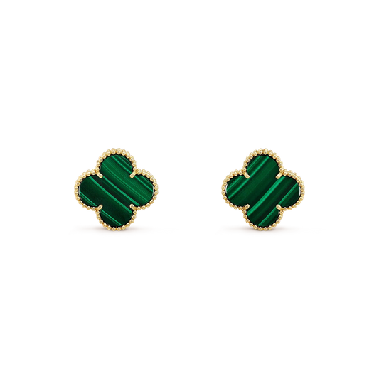 [⭐JeweliWhal]CLOVER MINI 9.5MM MALACHITE  EARRINGS