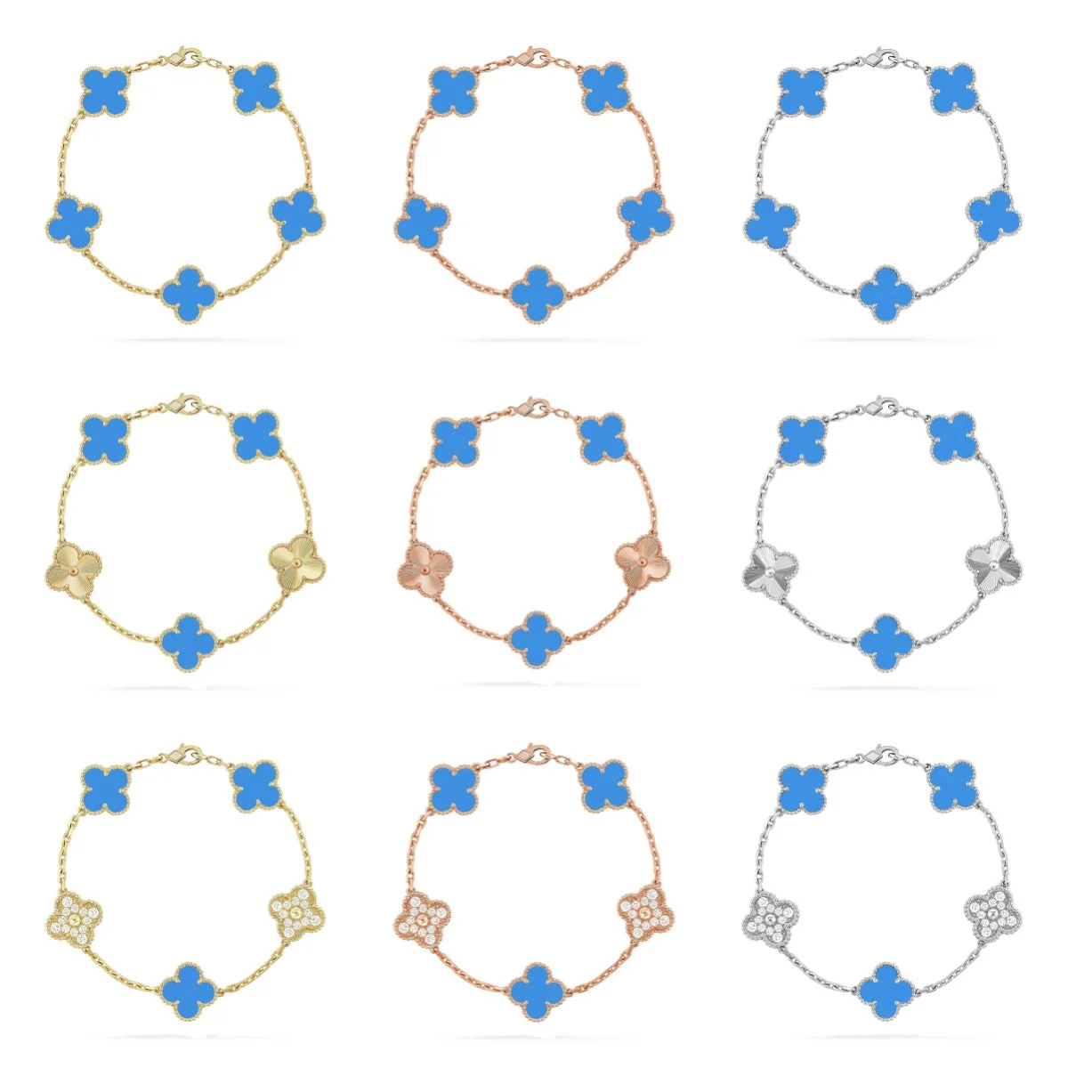 [⭐JeweliWhal] CLOVER 5 MOTIF BLUE AGATE BRACELET COLLECTION