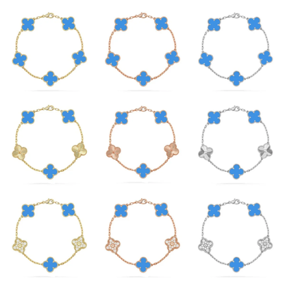 [⭐JeweliWhal] CLOVER 5 MOTIF BLUE AGATE BRACELET COLLECTION