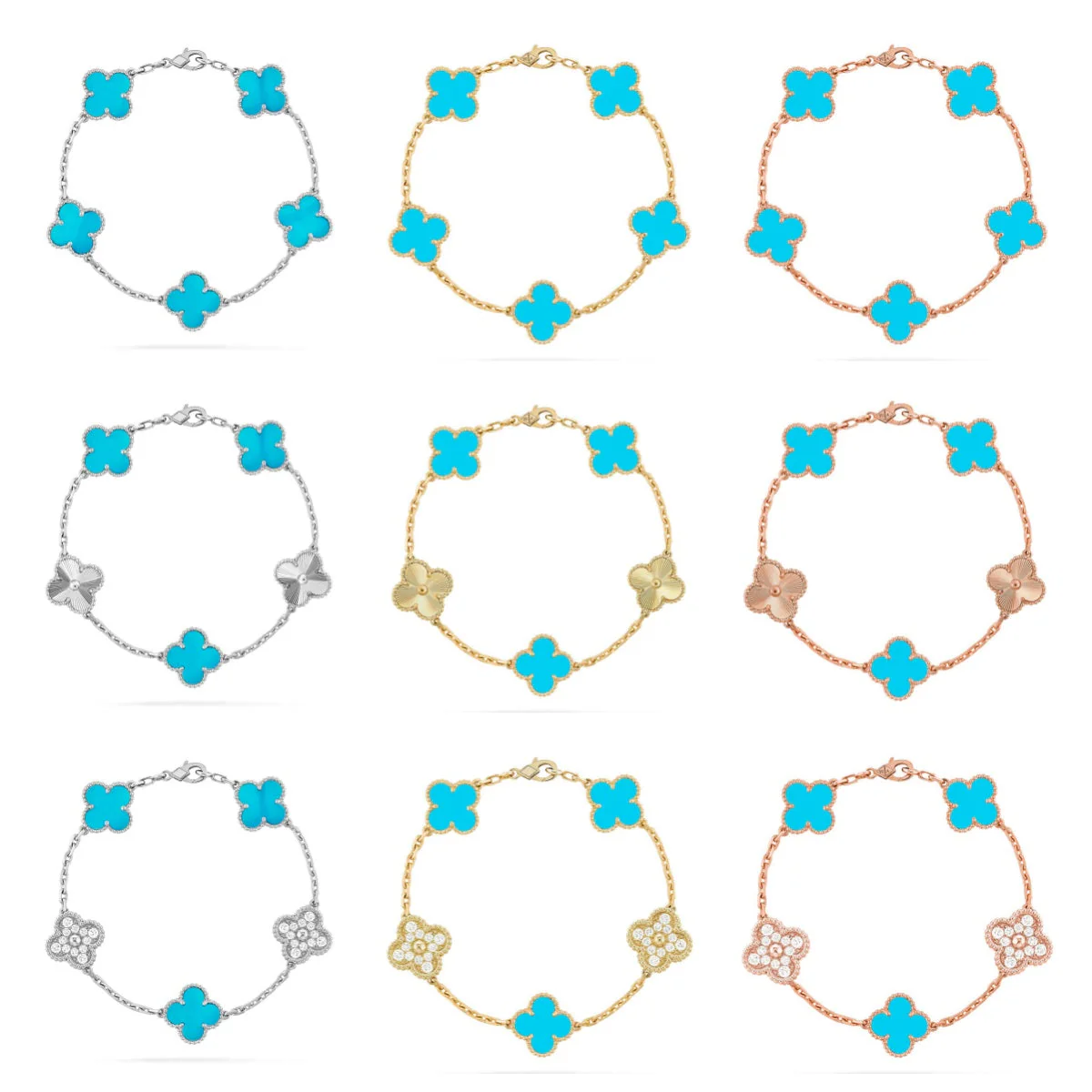 [⭐JeweliWhal] CLOVER 5 MOTIF TURQUOISE BRACELET COLLECTION