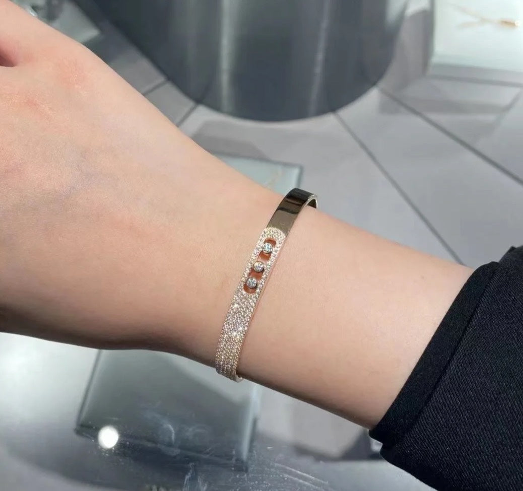 [⭐JeweliWhal]Move Noa Rose Gold Pavé Diamond Bangle Bracelet