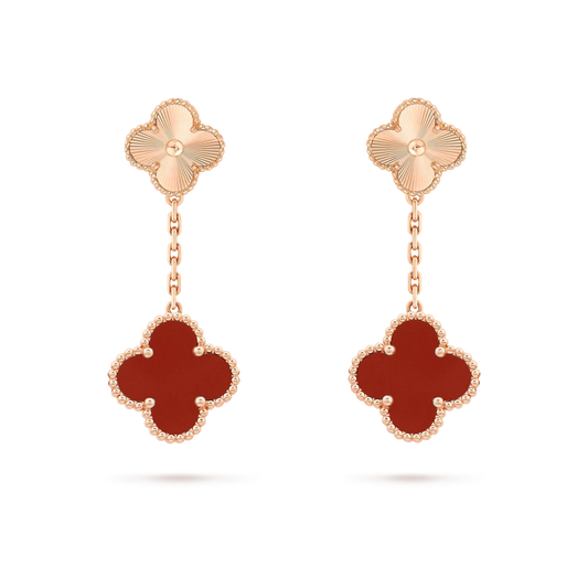 [⭐JeweliWhal]CLOVER 2 MOTIF  LASER CARNELIAN EARRINGS