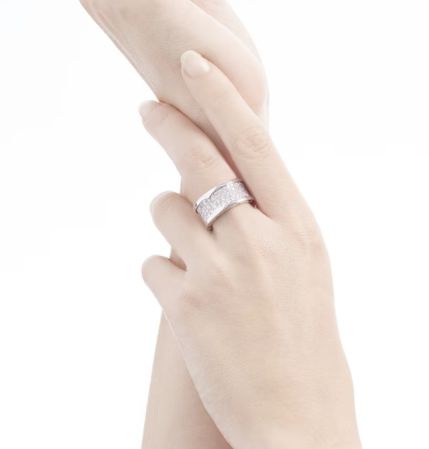 [⭐JeweliWhal]ZERO 1 WITH PAVED DIAMONDS ON THE SPIRAL RING