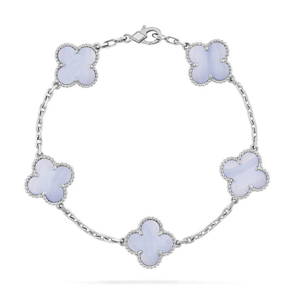 [⭐JeweliWhal] CLOVER 5 MOTIF PURPLE CHALCEDONY BRACELET COLLECTION