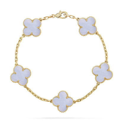 [⭐JeweliWhal] CLOVER 5 MOTIF PURPLE CHALCEDONY BRACELET COLLECTION