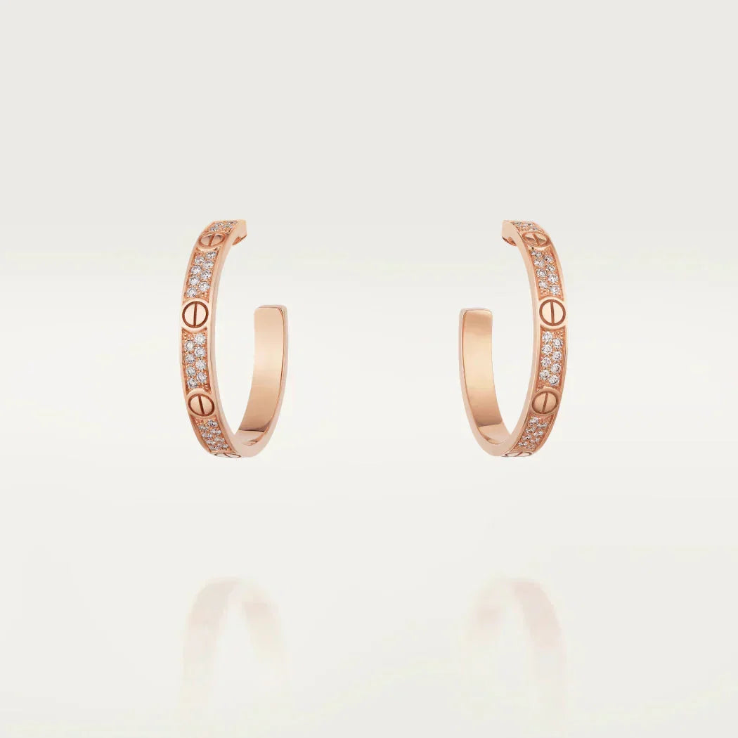 [⭐JeweliWhal]LOVE DIAMOND PINK GOLD HOOP EARRINGS