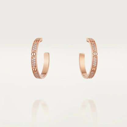 [⭐JeweliWhal]LOVE DIAMOND PINK GOLD HOOP EARRINGS