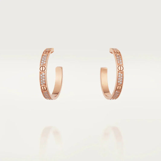 [⭐JeweliWhal]LOVE DIAMOND PINK GOLD HOOP EARRINGS