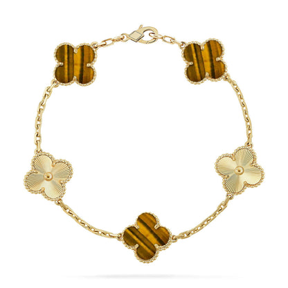 [⭐JeweliWhal] CLOVER 5 MOTIFS TIGER EYE BRACELET COLLECTION