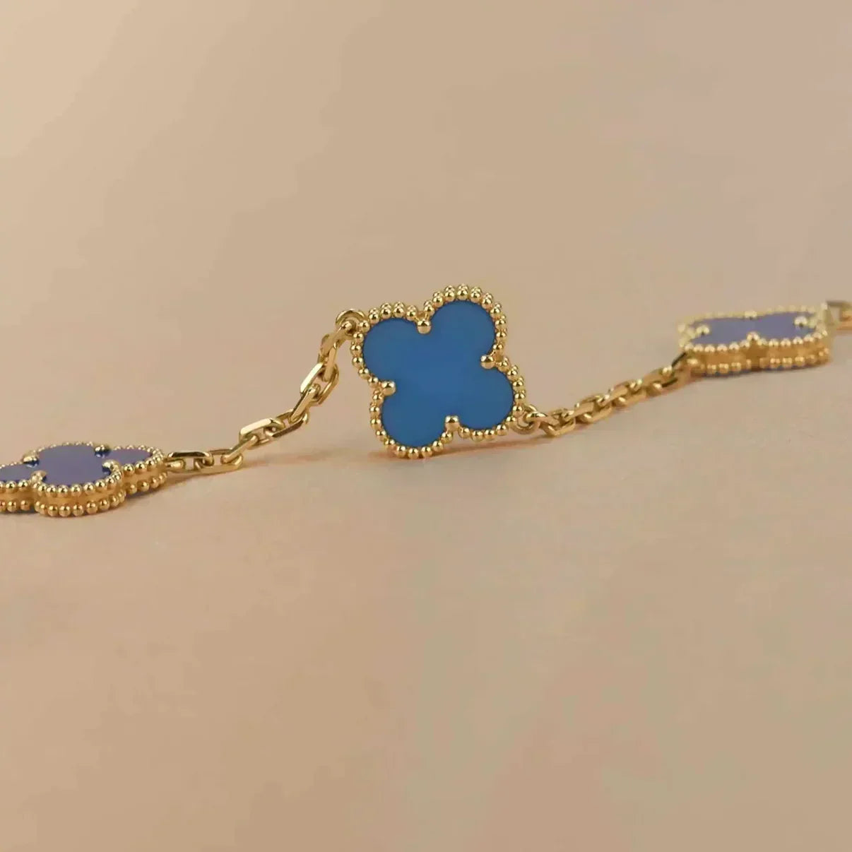 [⭐JeweliWhal] CLOVER 5 MOTIF BLUE AGATE BRACELET COLLECTION