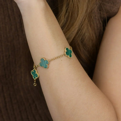 [⭐JeweliWhal] CLOVER 5 MOTIF MALACHITE BRACELET COLLECTION