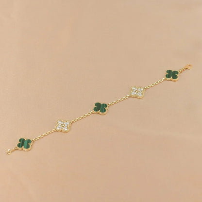 [⭐JeweliWhal] CLOVER 5 MOTIF MALACHITE BRACELET COLLECTION