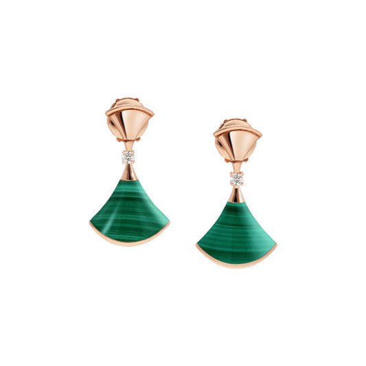 [⭐JeweliWhal]DREAM MALACHITE PINK GOLD EARRINGS
