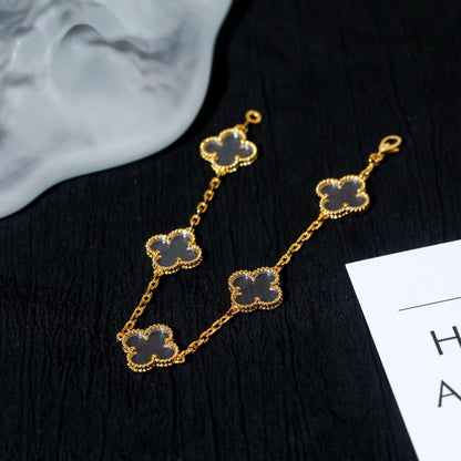 [⭐JeweliWhal]CLOVER 5 MOTIF ROCK CRYSTAL BRACELET