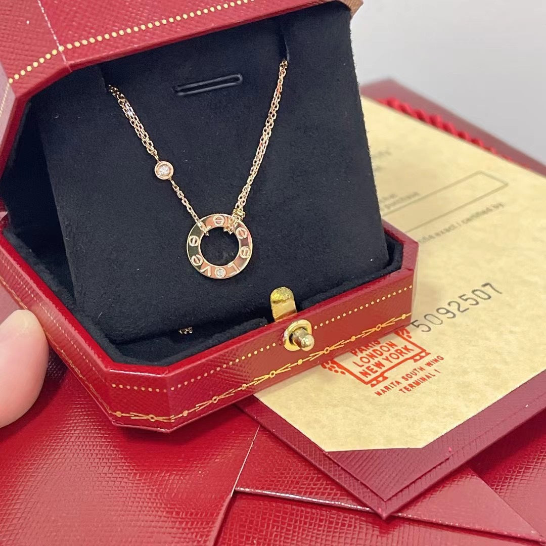 [⭐JeweliWhal]LOVE NECKLACE 16MM 2 DIAMONDS