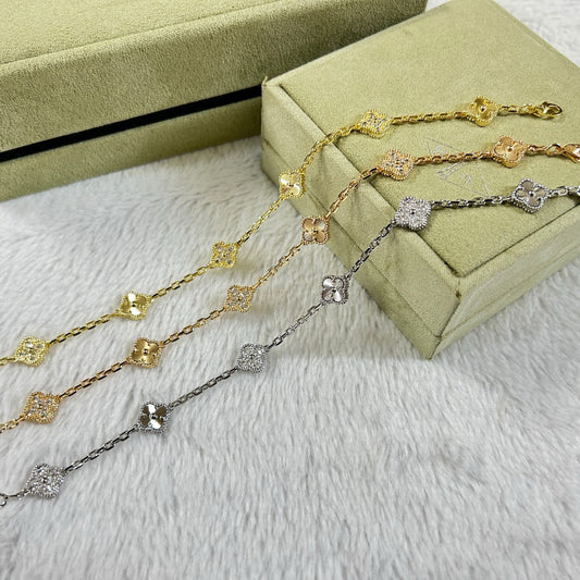 [⭐JeweliWhal]CLOVER 6 MOTIF DIAMOND LASER BRACELET