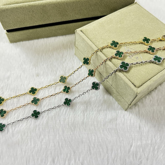 [⭐JeweliWhal]CLOVER 6 MOTIF MALACHITE BRACELET