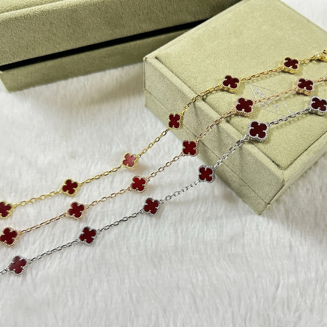 [⭐JeweliWhal]CLOVER 6 MOTIF RED AGATE BRACELET