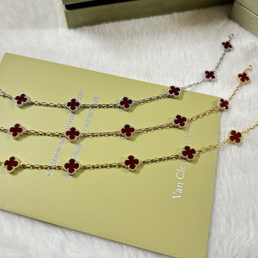 [⭐JeweliWhal]CLOVER 6 MOTIF RED AGATE BRACELET
