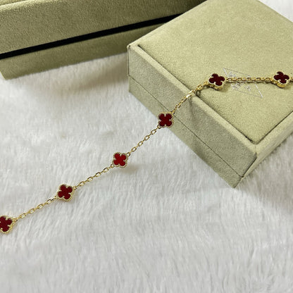 [⭐JeweliWhal]CLOVER 6 MOTIF RED AGATE BRACELET
