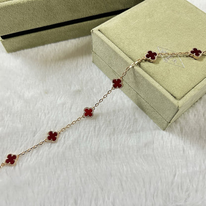 [⭐JeweliWhal]CLOVER 6 MOTIF RED AGATE BRACELET