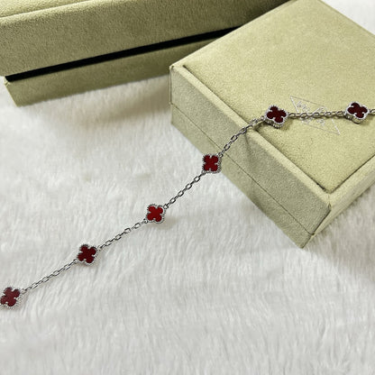 [⭐JeweliWhal]CLOVER 6 MOTIF RED AGATE BRACELET