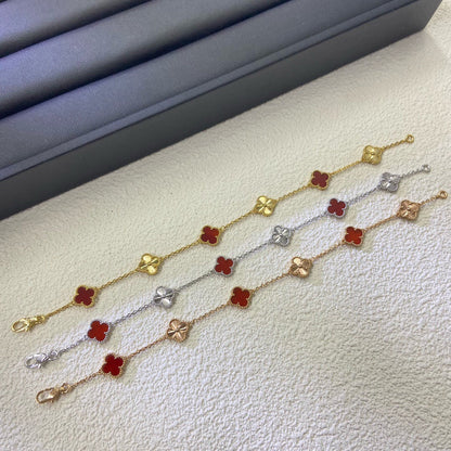 [⭐JeweliWhal]CLOVER 6 MOTIF RED AGATE LASER BRACELET