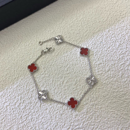 [⭐JeweliWhal]CLOVER 6 MOTIF RED AGATE LASER BRACELET