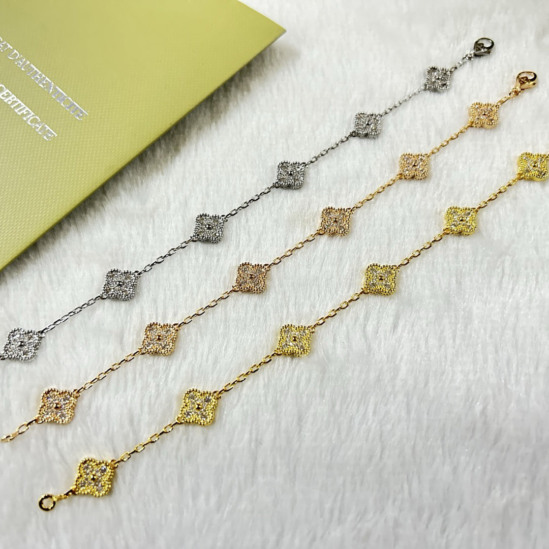[⭐JeweliWhal]CLOVER 6 MOTIF DIAMOND BRACELET