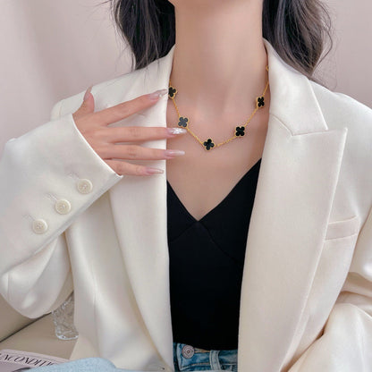 [⭐JeweliWhal]CLOVER 10 MOTIFS ONYX NECKLACE