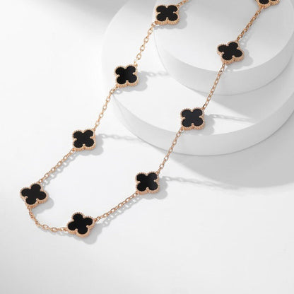 [⭐JeweliWhal]CLOVER 10 MOTIFS ONYX NECKLACE